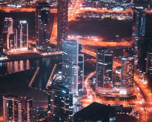 UAE skyline at sunset highlighting expat tax opportunities